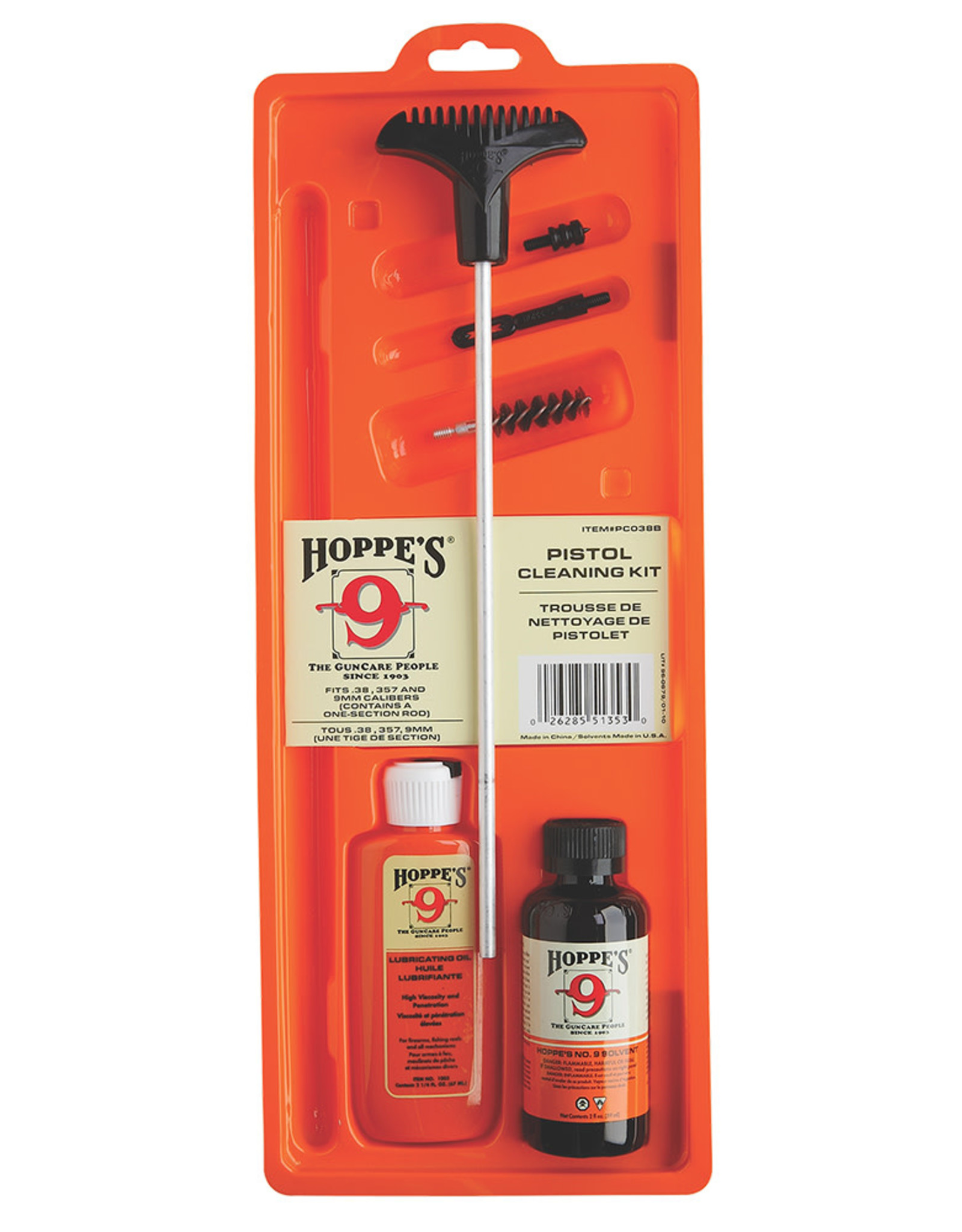 HOPPE'S Hoppe's Pistol Cleaning Kit - 9mm, .38 Spl, .380 ACP, .357 Mag