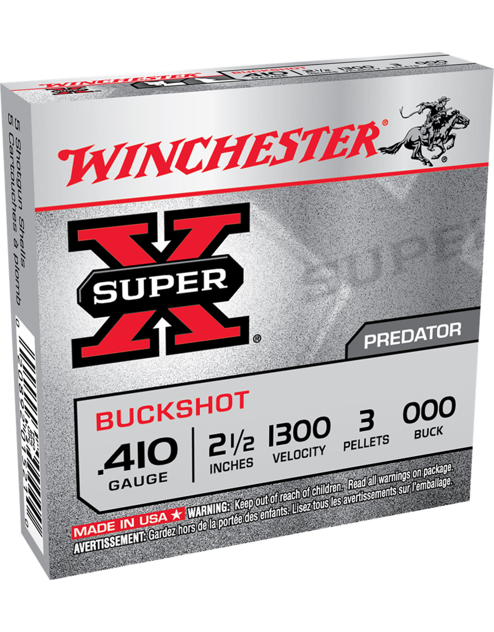 WINCHESTER Winchester .410 2-1/2" 3 Pellets 000 Buck 1300 FPS - 5 Count