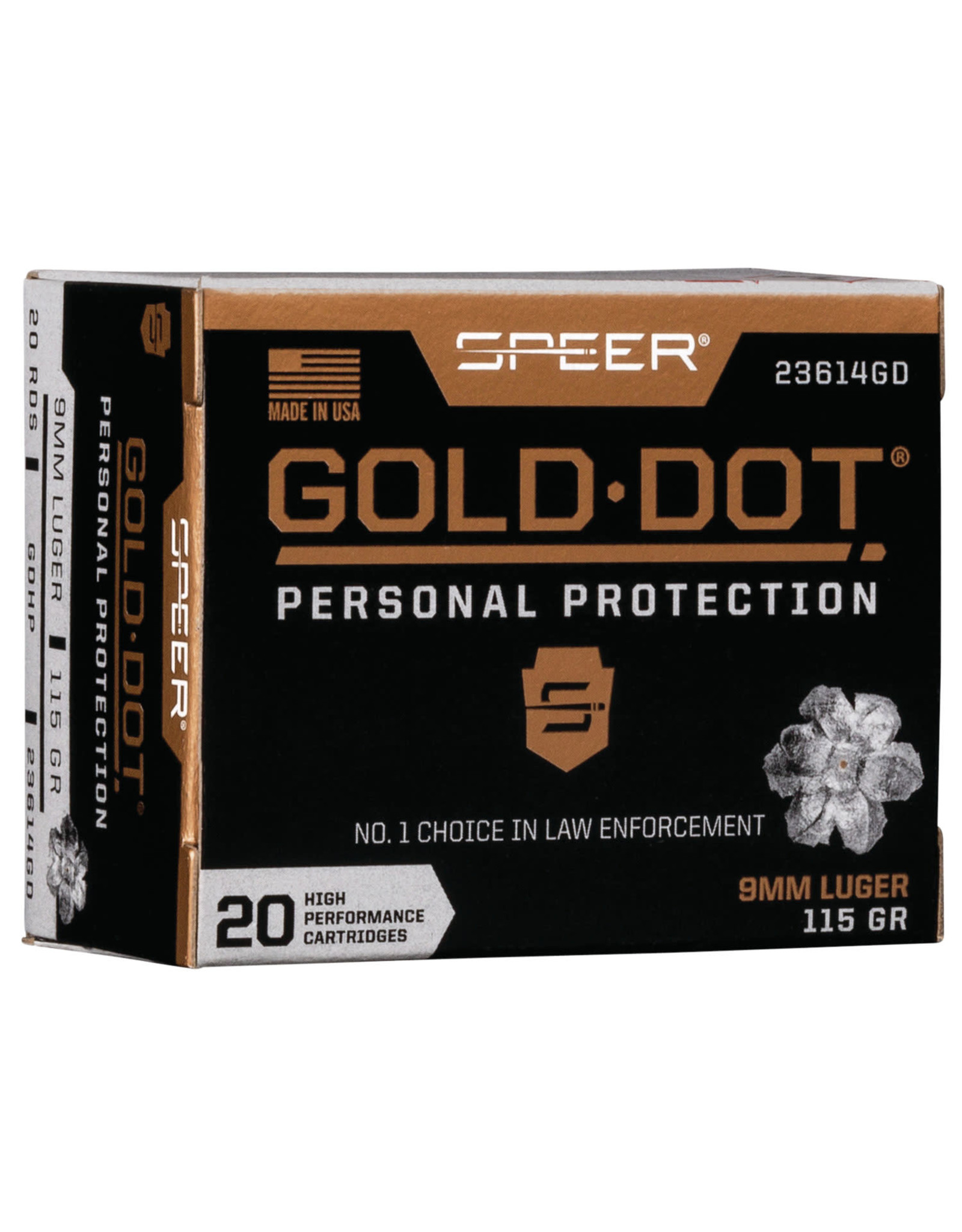 Speer Gold Dot 9mm 115 Gr GD-HP - 20 Count