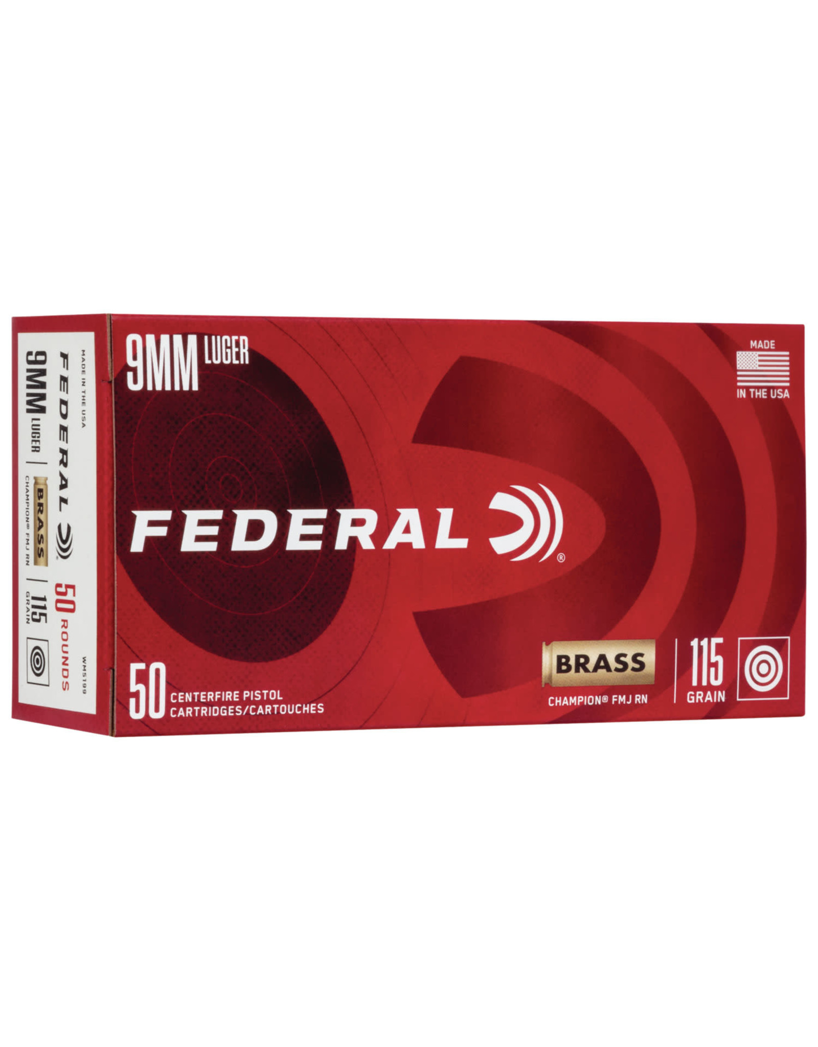 Federal 9mm Luger 115 Grain FMJ - 50 Count