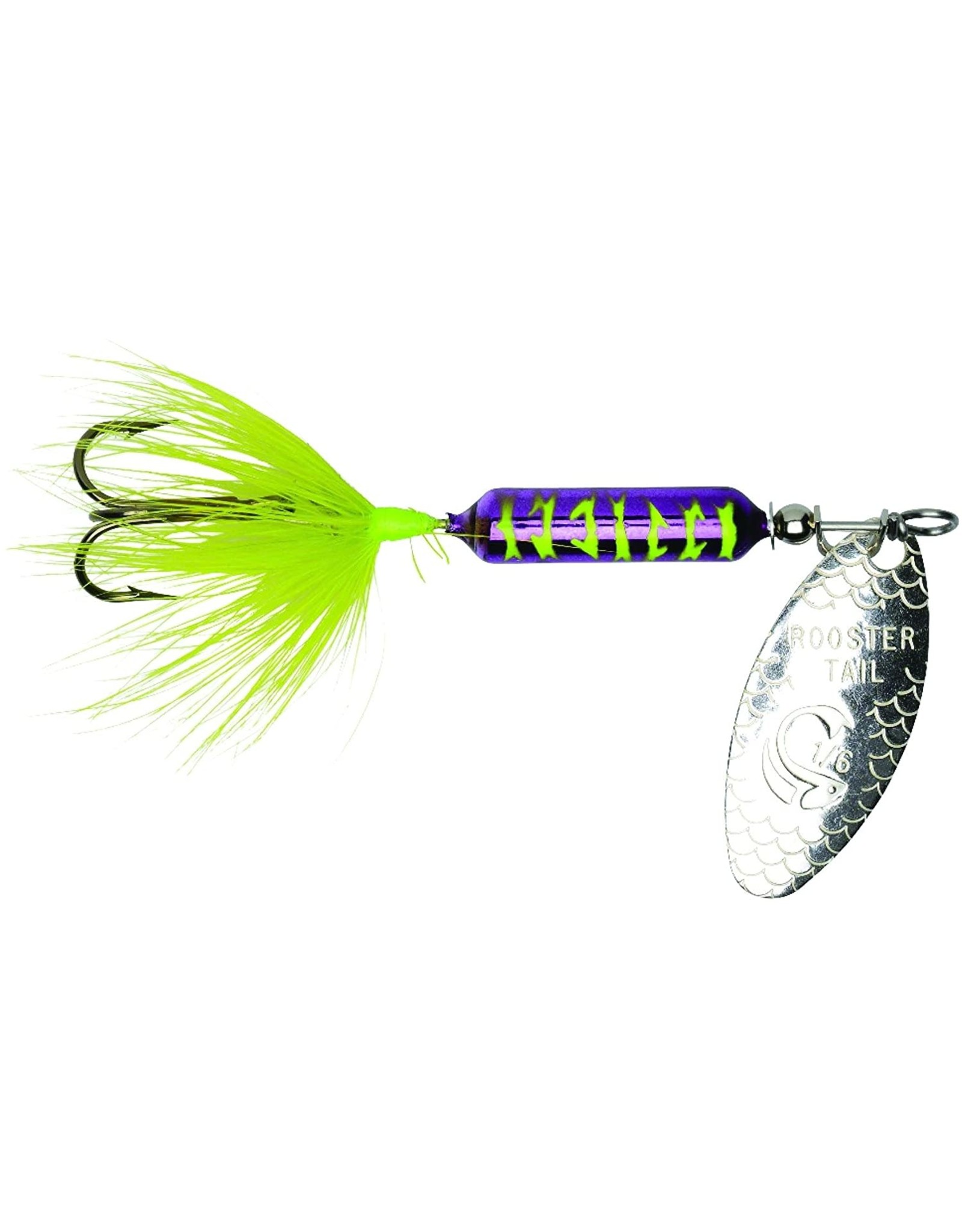 Wordens Rooster Tail - 2-1/4" 1/8 Oz - Metallic Purple Chartreuse Tiger