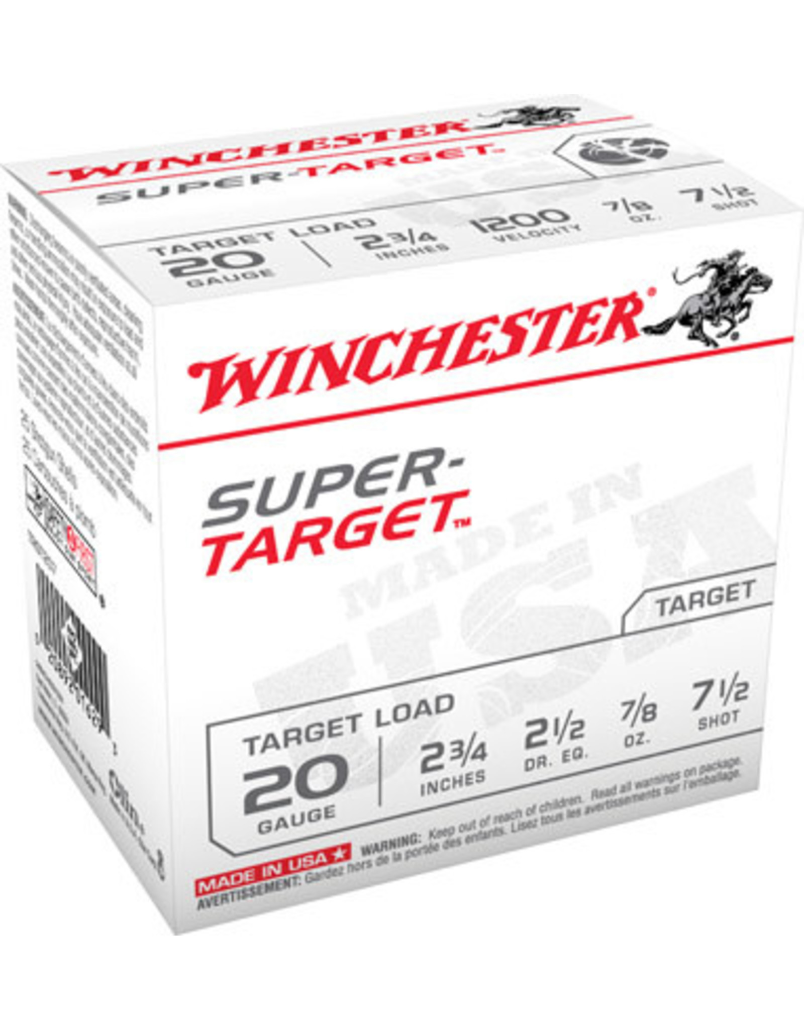WINCHESTER AMMO Winchester Super Target 20 Ga 2-3/4" 7/8 Oz #7.5 1200 FPS - 25 Count