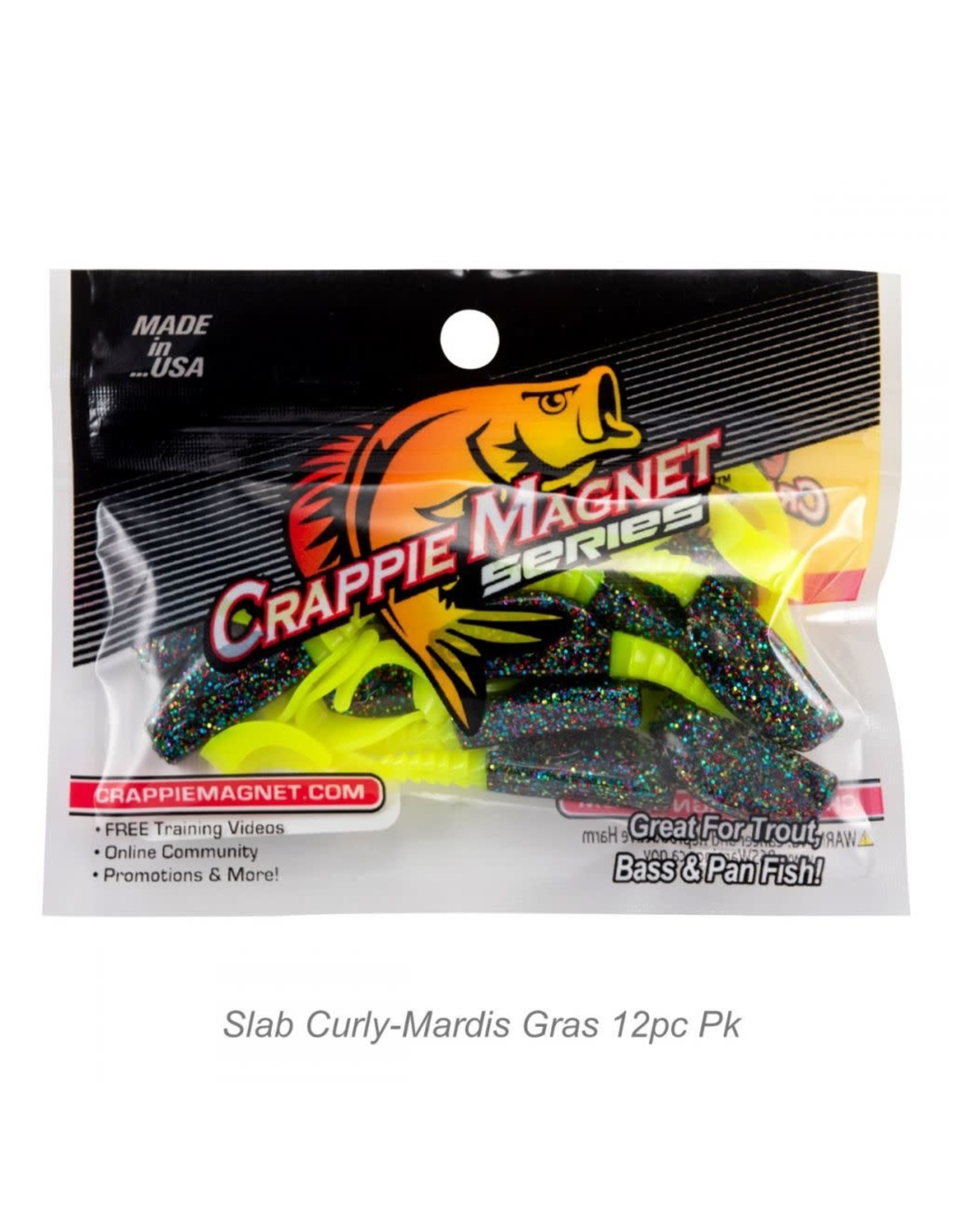Leland Crappie Magnet - Slab Curly - Mardi Gras - 12 Count