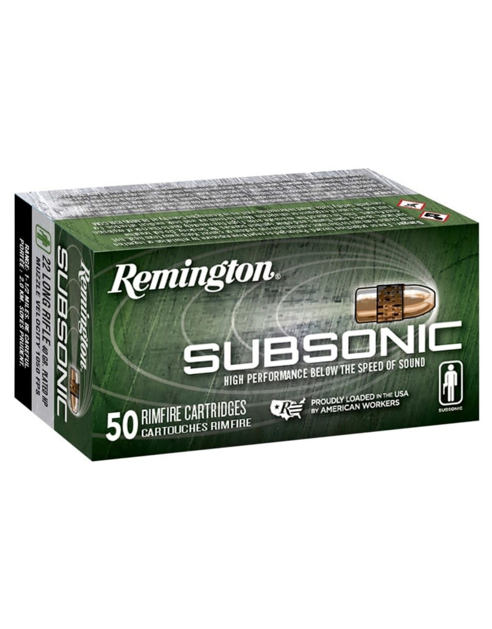 REMINGTON Remington Subsonic .22 LR 40 Gr Plated HP 1050 FPS - 100 Count