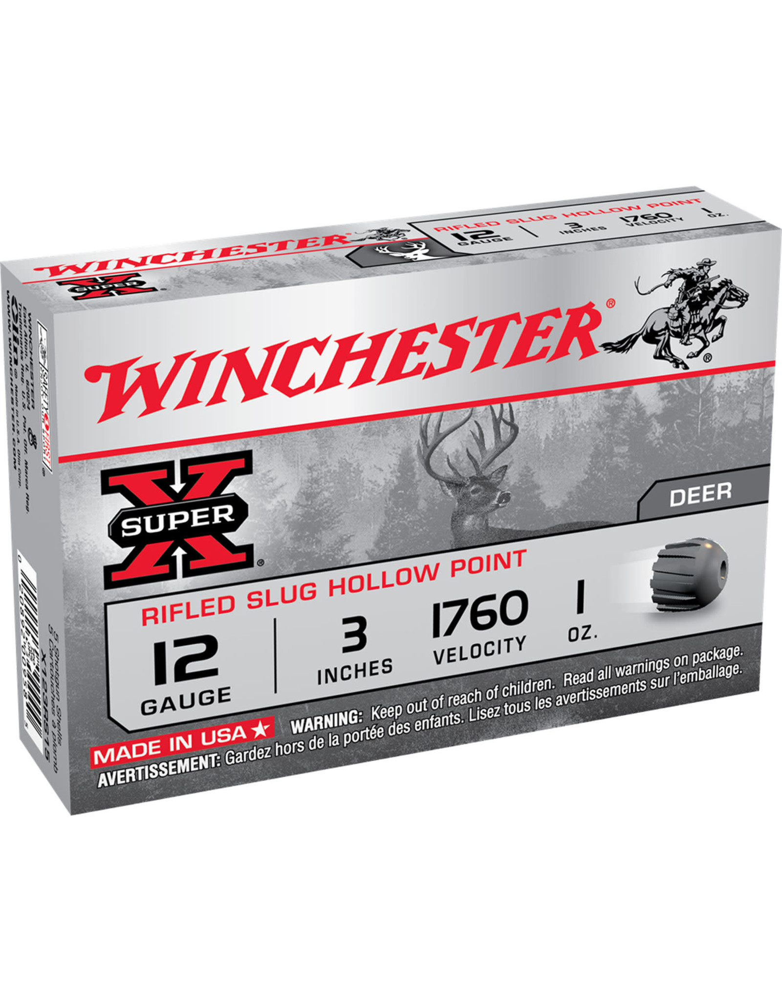 WINCHESTER AMMO Winchester Super-X Rifled Slug 12 Ga 3" 1 Oz 1760 FPS - 5 Count