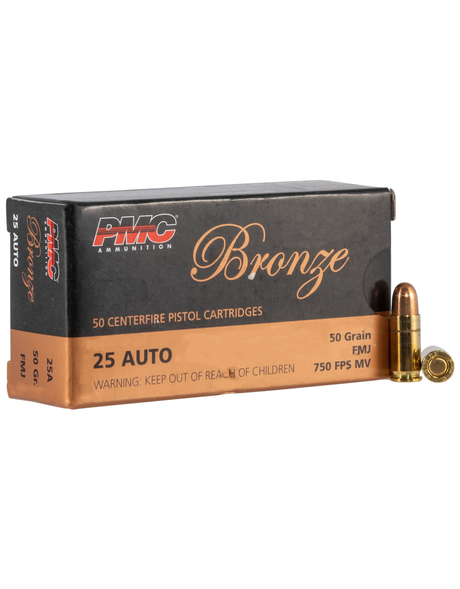 PMC Bronze .25 ACP 50 Gr FMJ 645 FPS - 50 Count