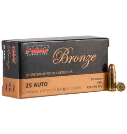 PMC Bronze .25 ACP 50 Gr FMJ 645 FPS - 50 Count