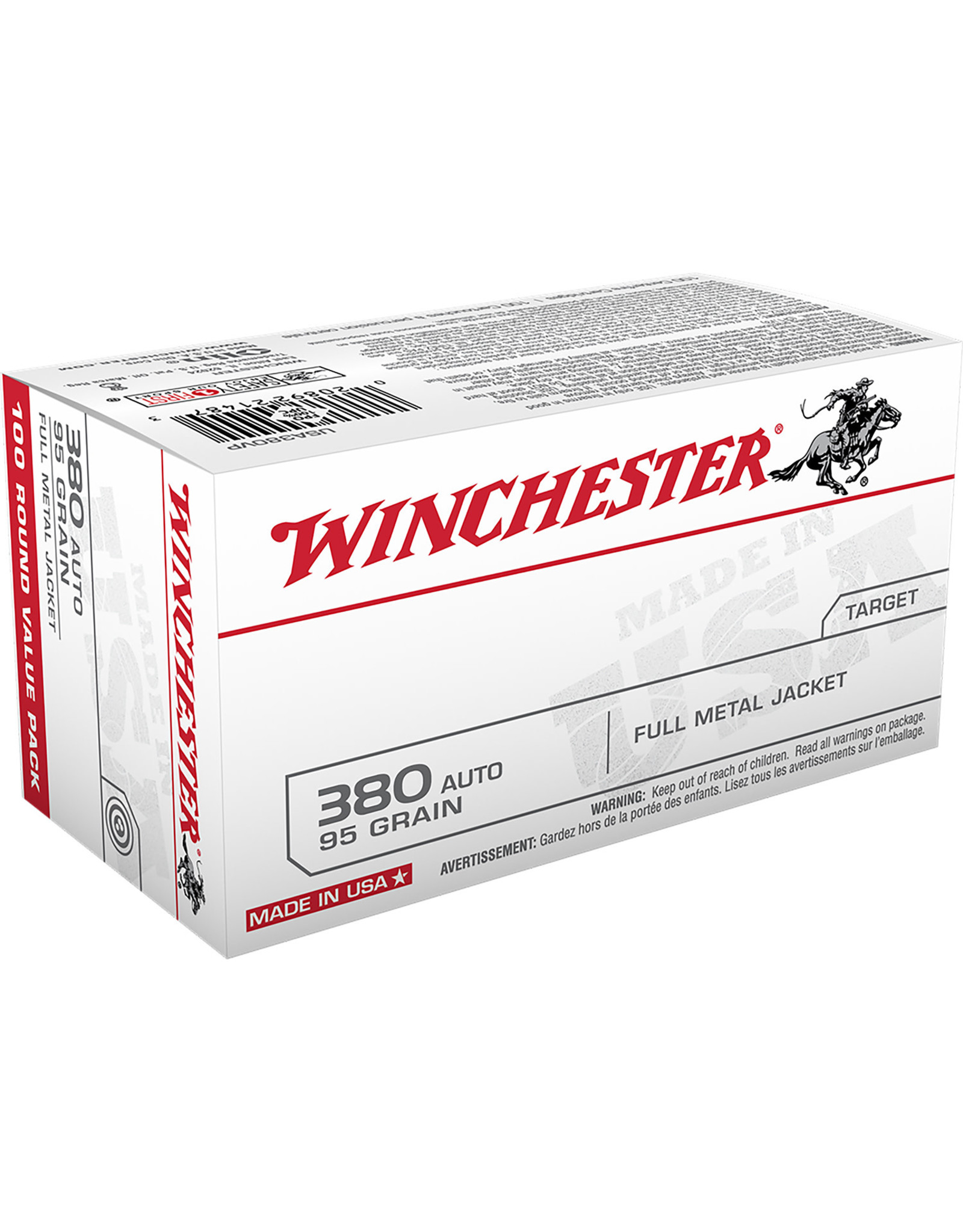 WINCHESTER AMMO Winchester .380 ACP 95 Gr FMJ - 100 Rounds
