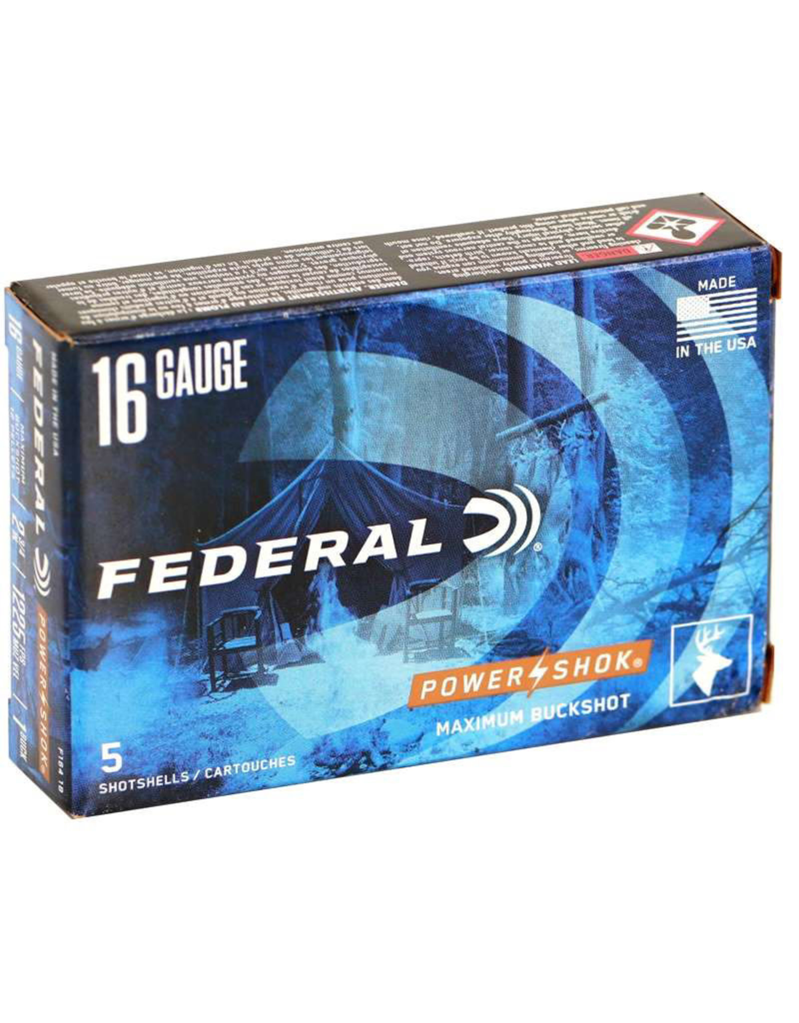 Federal Federal Power-Shok 16 Ga 2-3/4" 1-Buck - 12 Pellets 1225 FPS - 5 Count