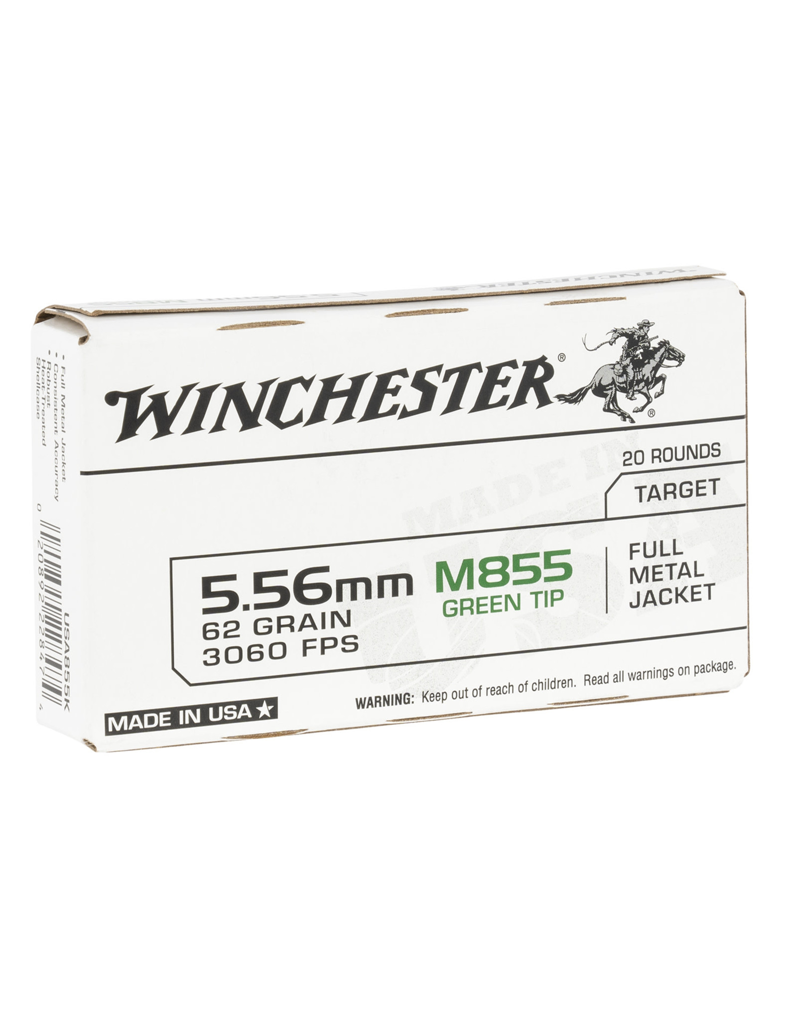 WINCHESTER - AMMUNITION Winchester 5.56 M855 Green Tip 62 Gr - 20 Count
