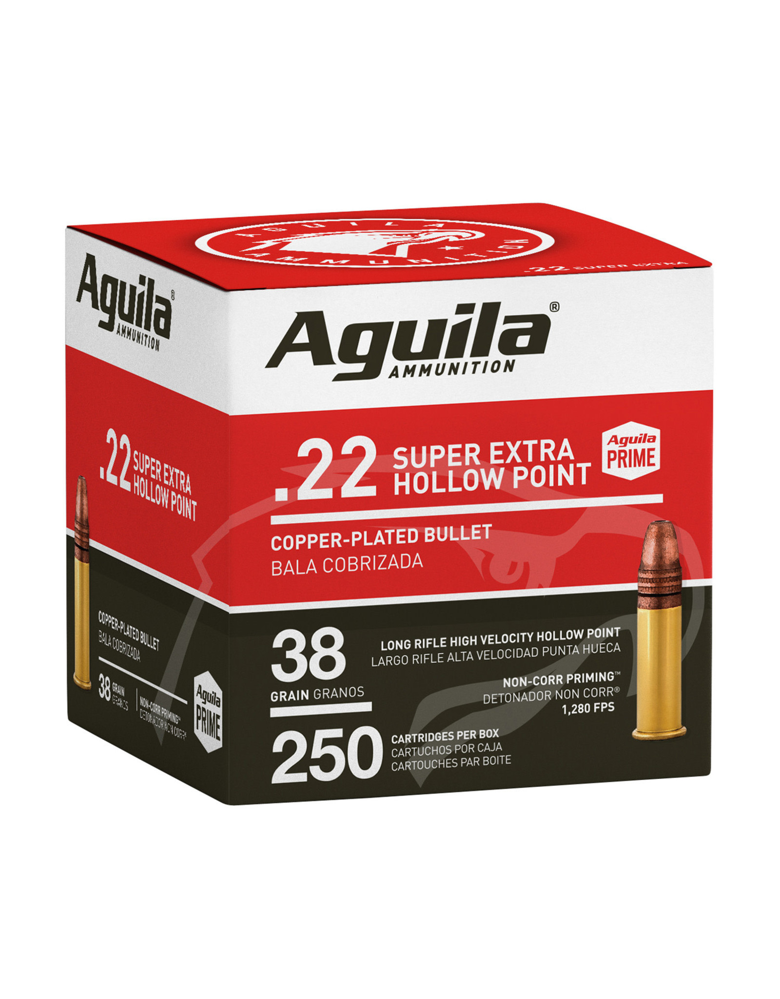 Aguila .22 LR 38 gr Copper Plated HP 1280 FPS - 250 Count
