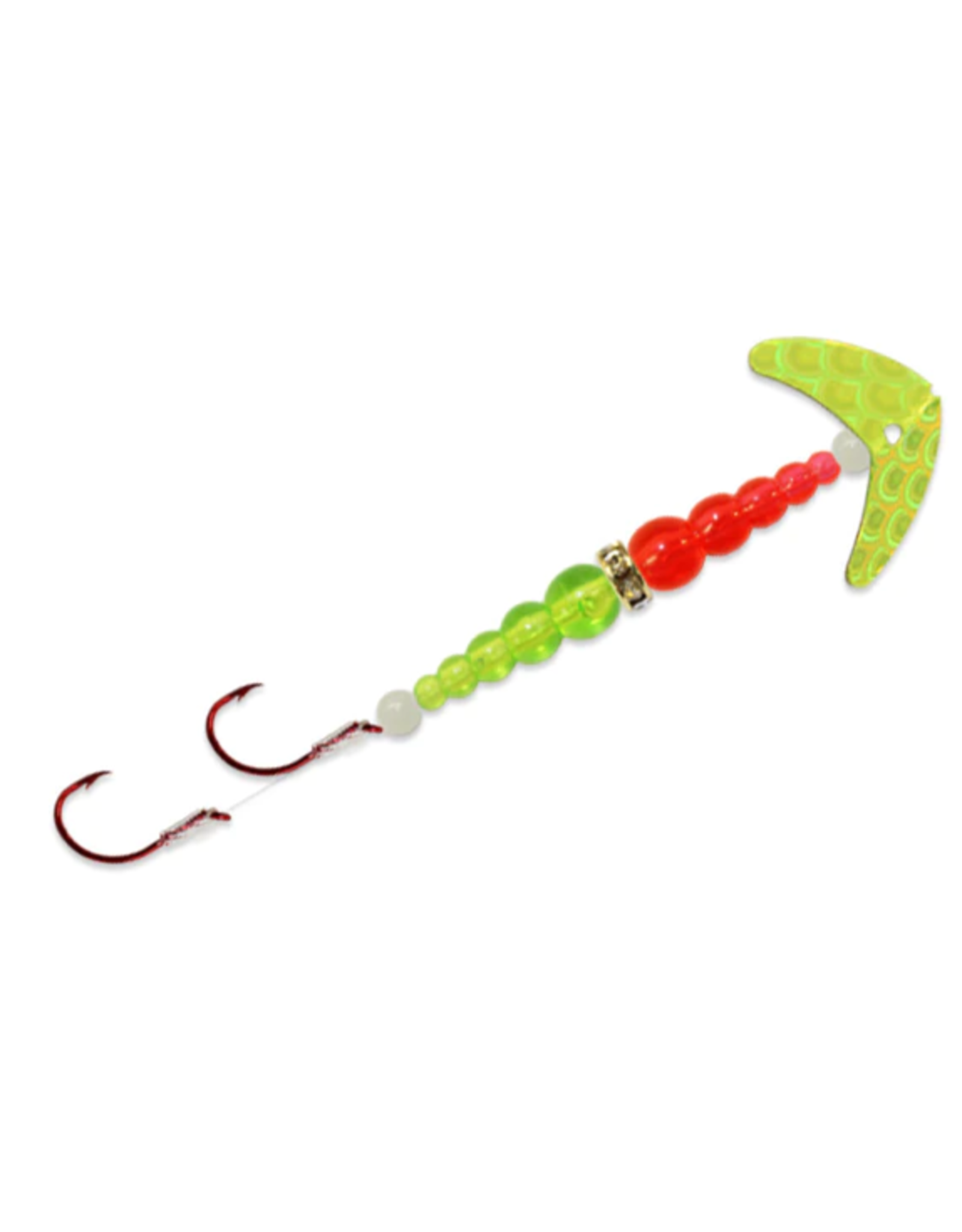 Mack's Double Whammy Pro Spinner - Chartreuse and Fluorescent Red - #4 Hook w/ Leader