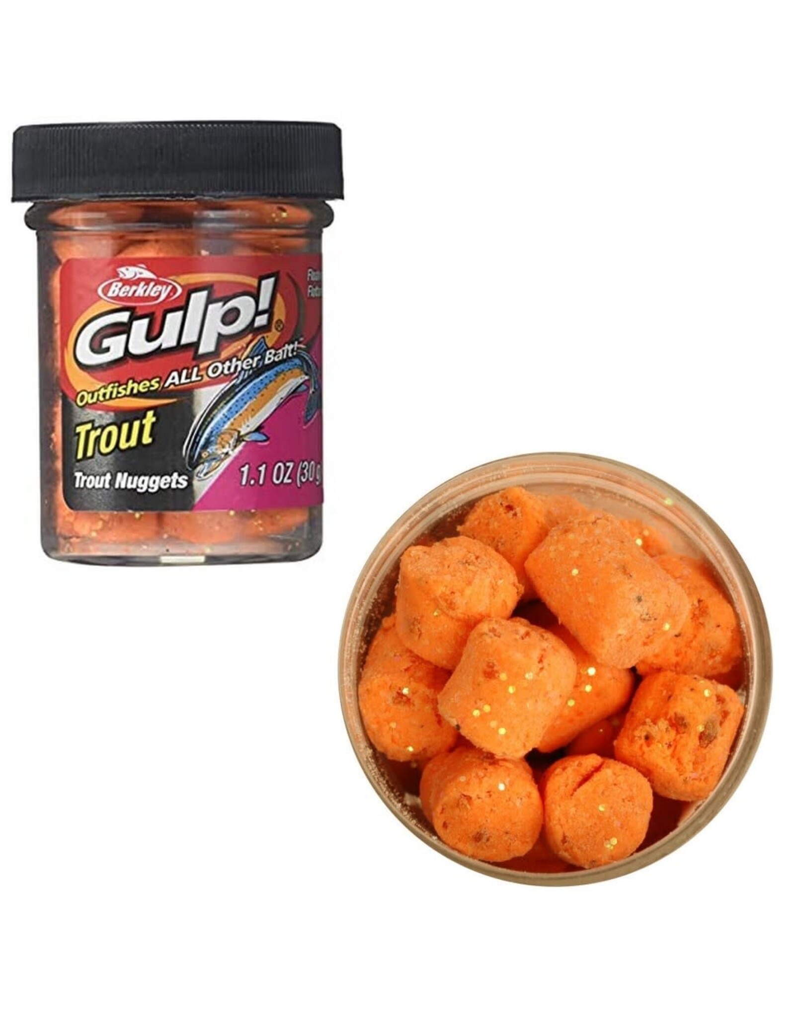 Berkley Gulp Trout Nugget Dough - Orange Pulp 1.1oz Jar - Larry's Sporting  Goods