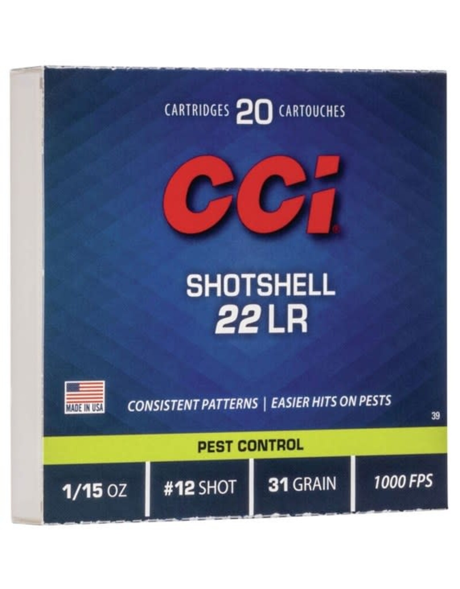 CCI CCI .22 LR Shotshell 1/15 Oz #12 Shot 31 Gr 1000 FPS - 20 Count