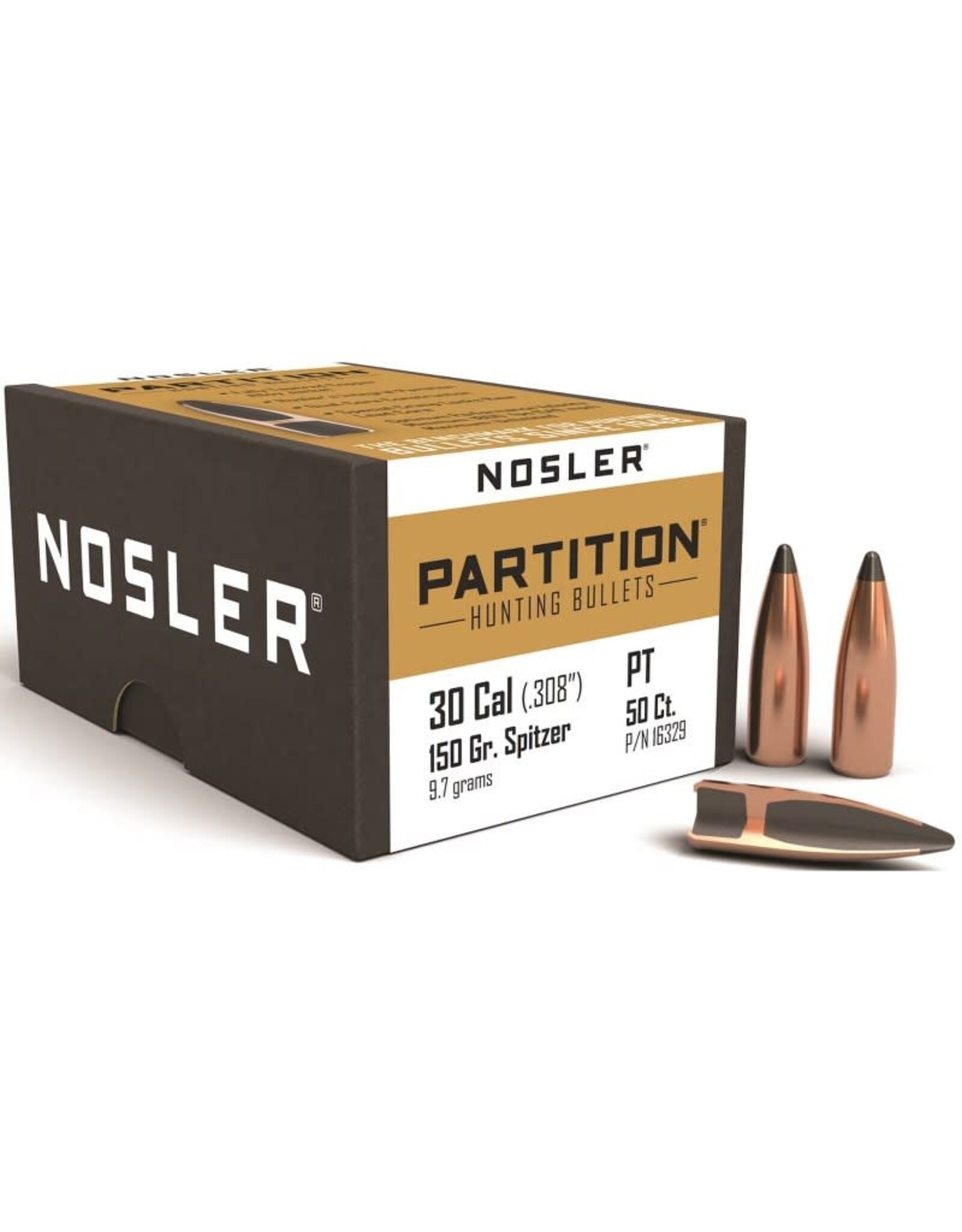 Nosler Spitzer Partition .30 Cal (.308")  150 Gr - 50 Count