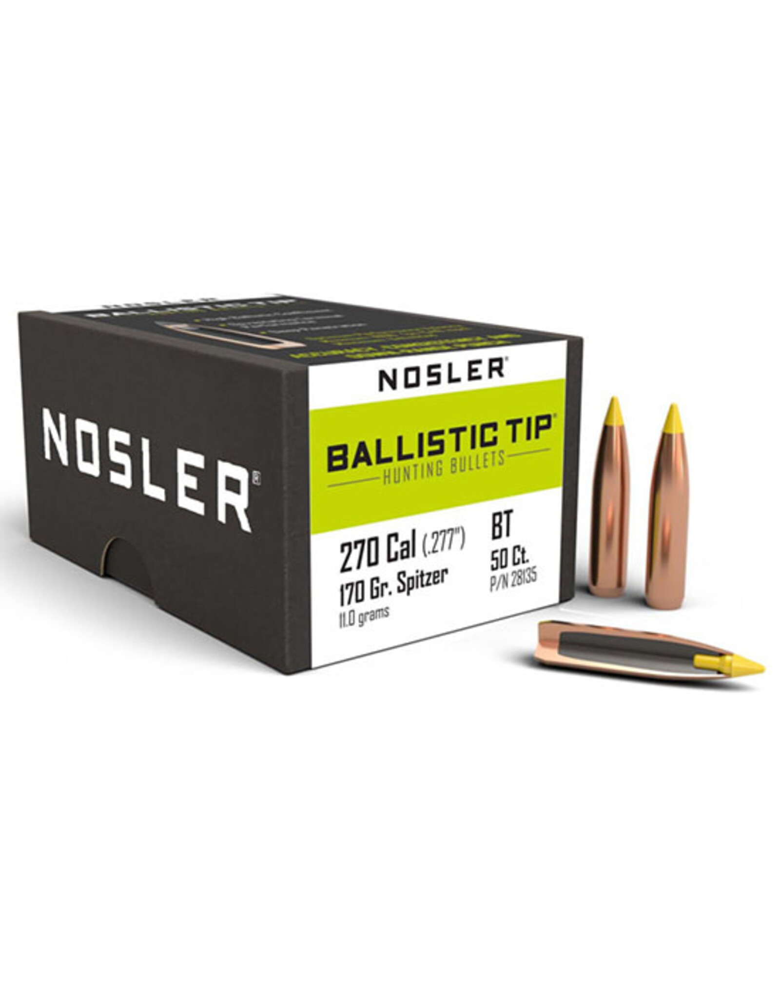 Nosler Ballistic Tip .270 Cal (.277") 170 Gr Spitzer BT - 50 Count
