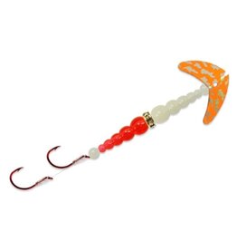 Macks Lure Mack's Double Whammy Kokanee Pro - Size 4 - Orange & Silver Tiger/Glow/Fire