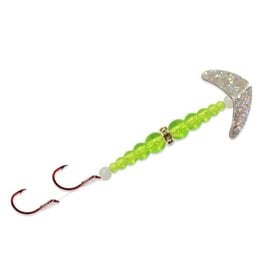 Mack's Double Whammy Kokanee Pro - Size 4 - Silver Sparkle w/ Fluorescent Chartreuse