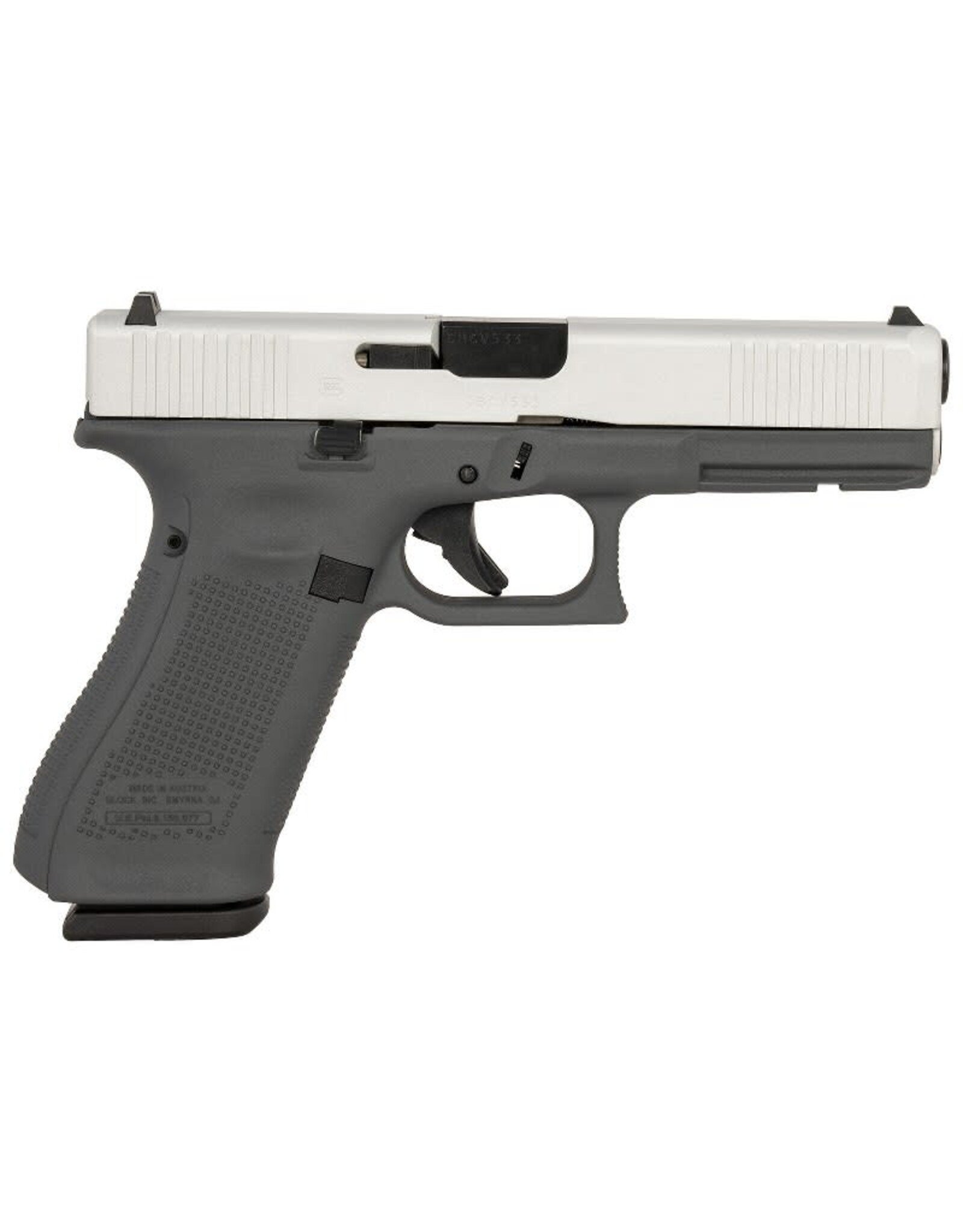 GLOCK Glock G17 Gen5 9mm 17+1 Rnd 4.49" bbl Satin Aluminum Cerakote Serrated Slide Sniper Gray Frame
