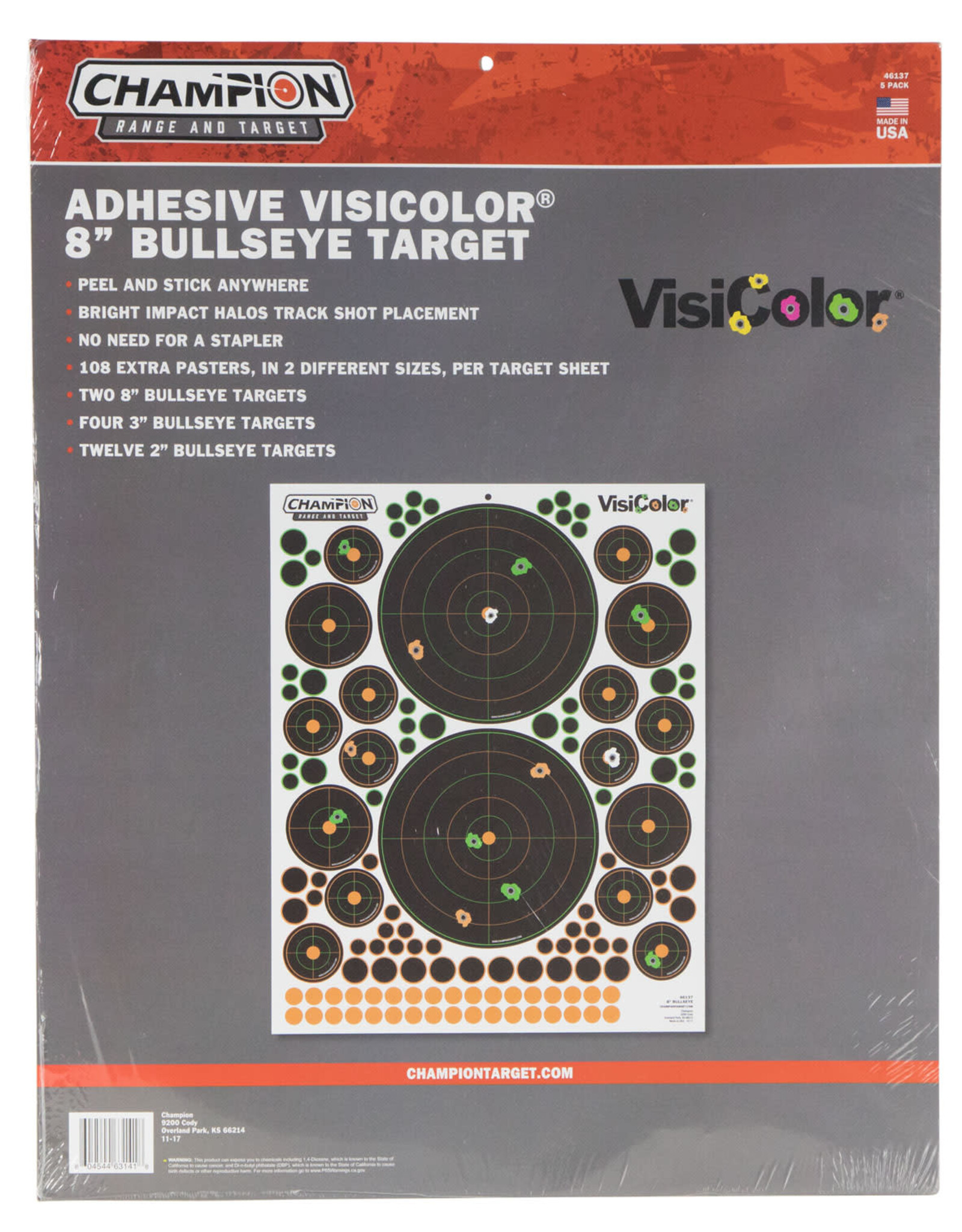 Champion Visicolor Bullseye Self Adhesive Variety Pack - 5 Count