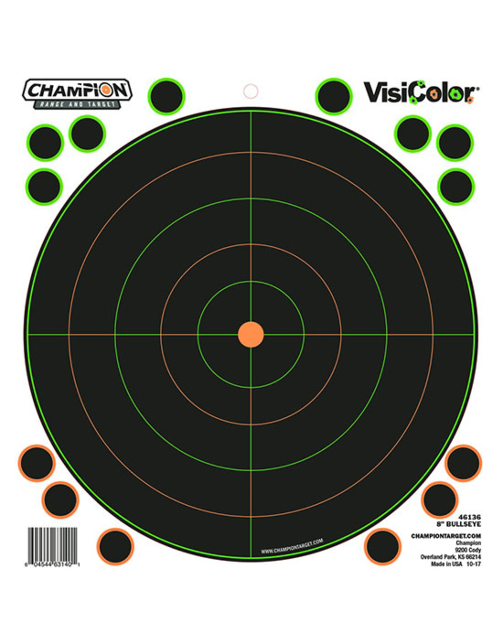 Champion Range & Target - Self Adhesive Visicolor - 8" Bullseye Target - 5 Count