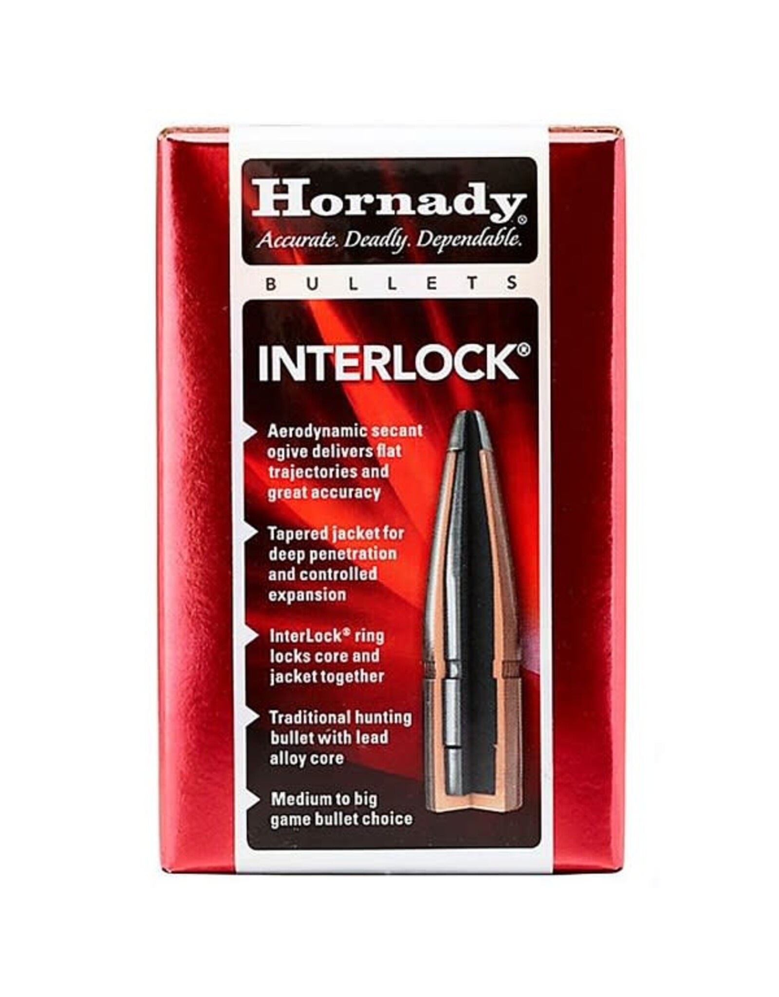 Hornady InterLock .30 Cal (.308") 180 Gr RN - 100 Count