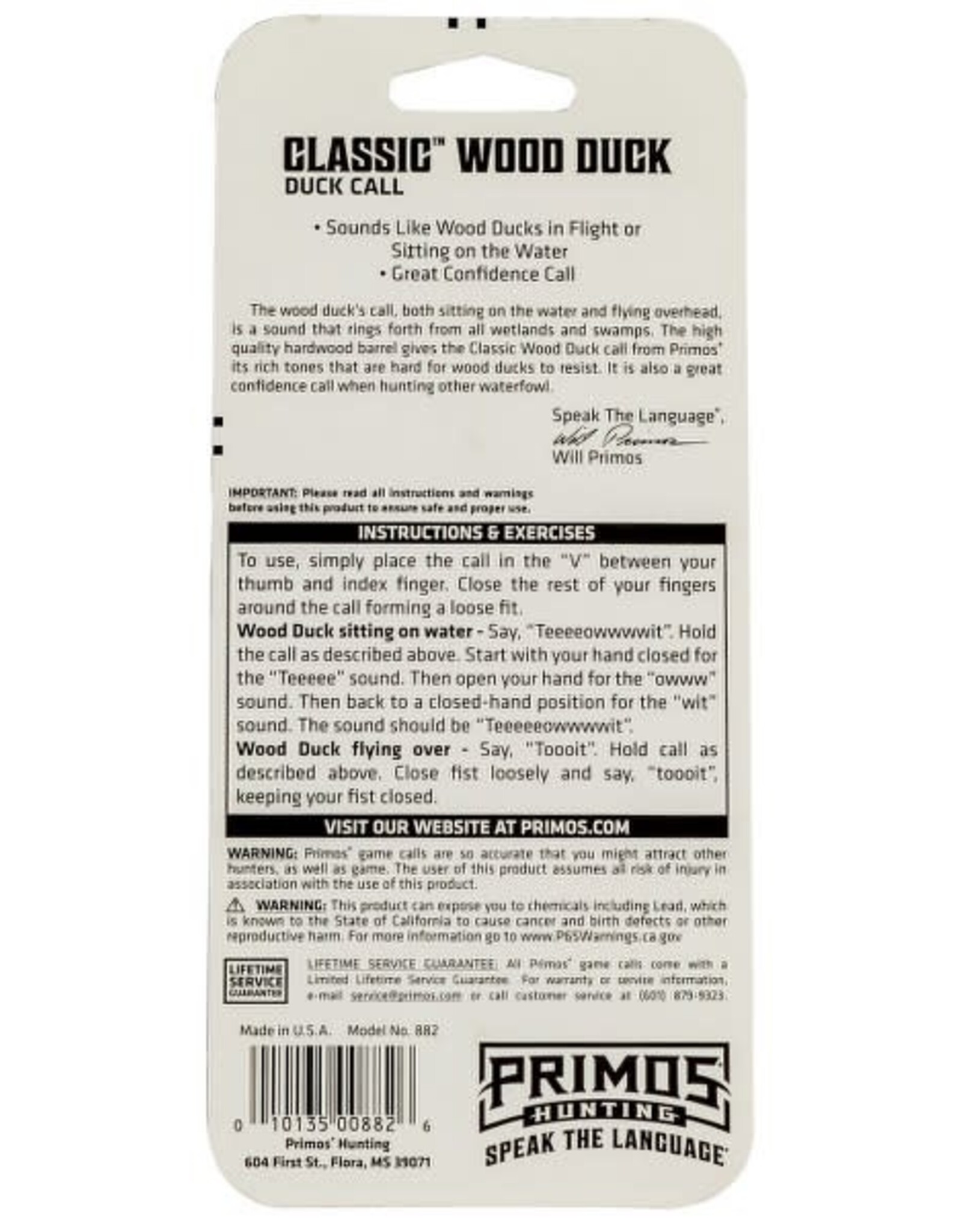 Primos Primos - Classic Wood Duck - Duck Call