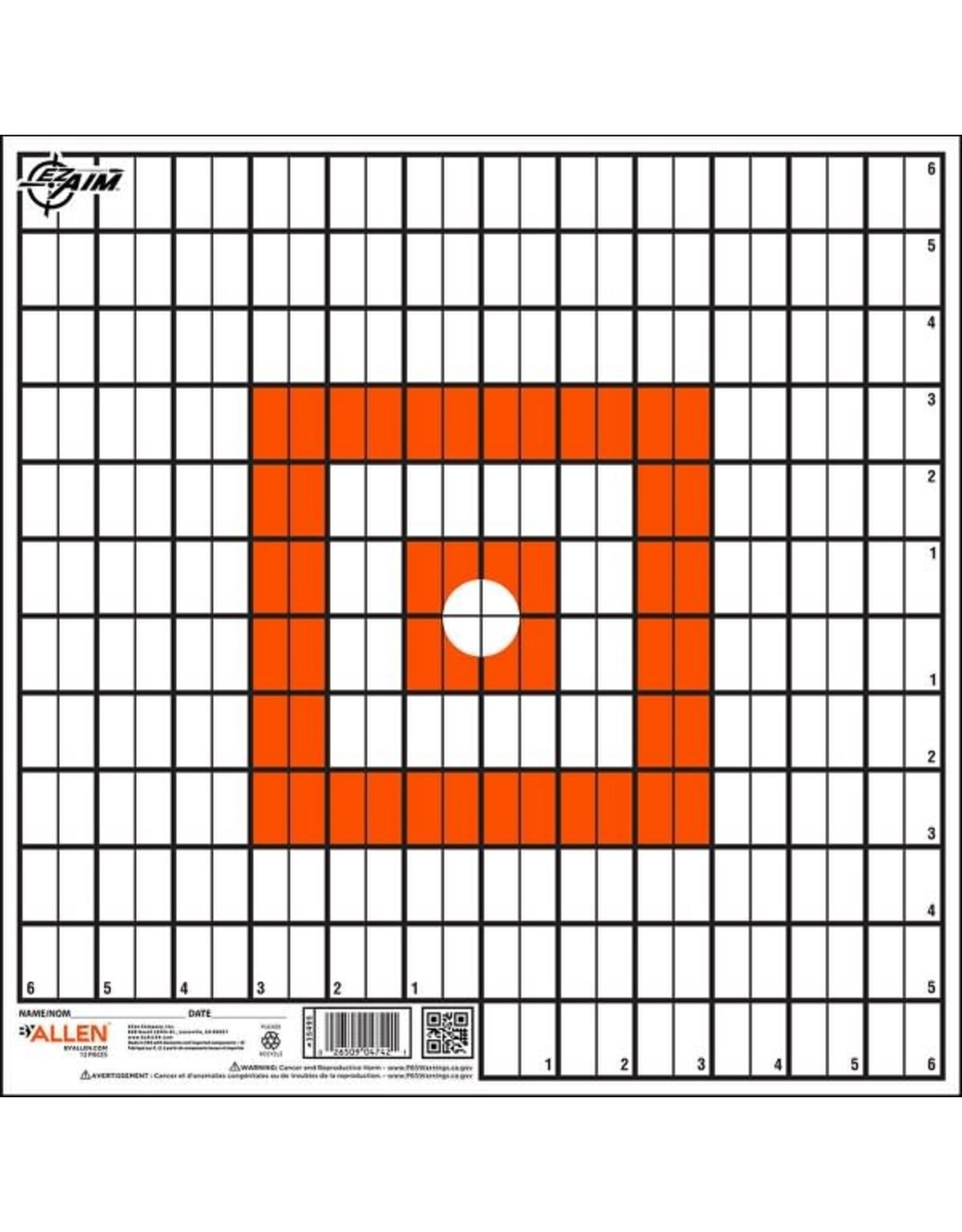 Allen Allen - EZ-AIM Grid Target - 12" x 12" - Orange & White - 12 Count