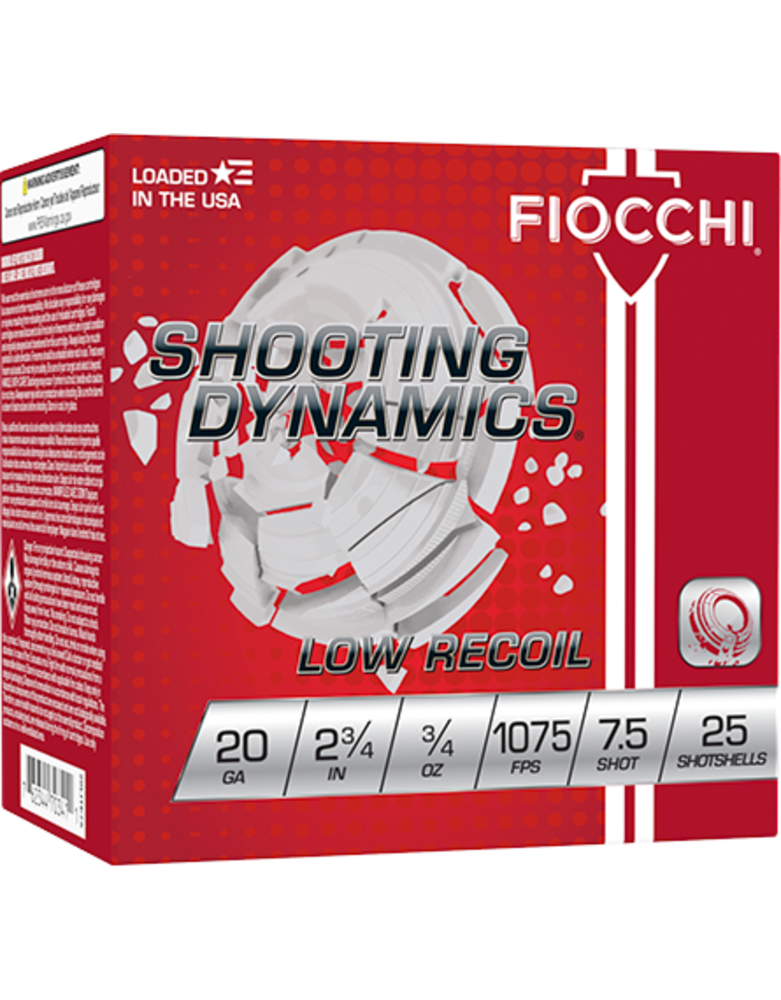 Fiocchi Fiocchi Extra Low Recoil 20 Ga 2.75" 3/4 Oz #7.5 1075 FPS - 25 Count