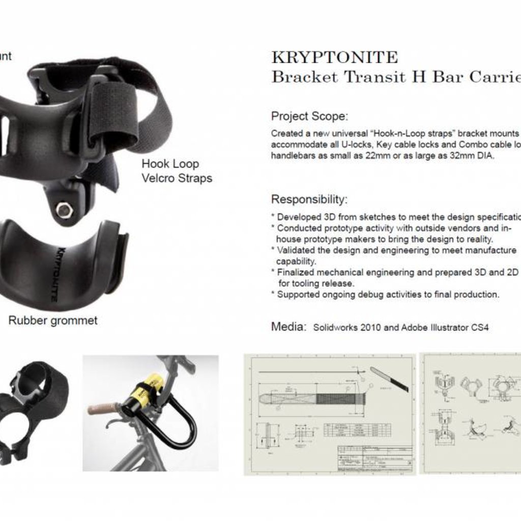 ULOCK BRACKET KRYPTONITE Transit HBar Carrier DTLA Bikes