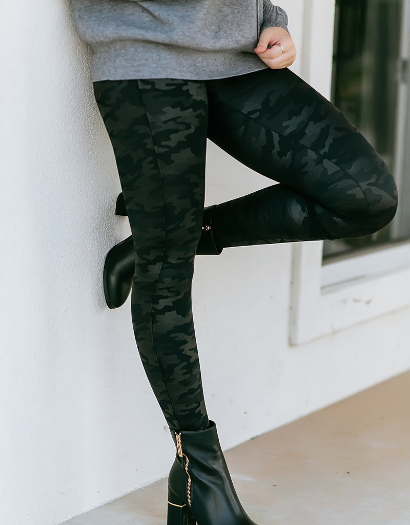faux leather camo leggings