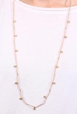 Thorne Long Beaded Necklace With Metal Flower Charms Natural