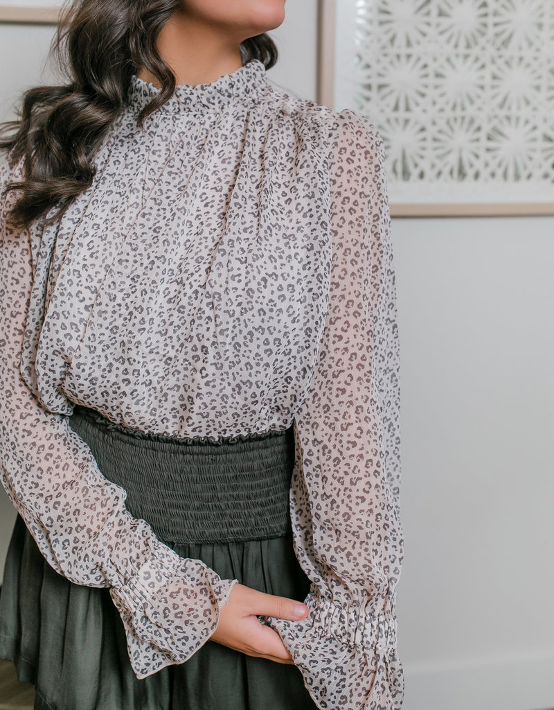 leopard mock neck top