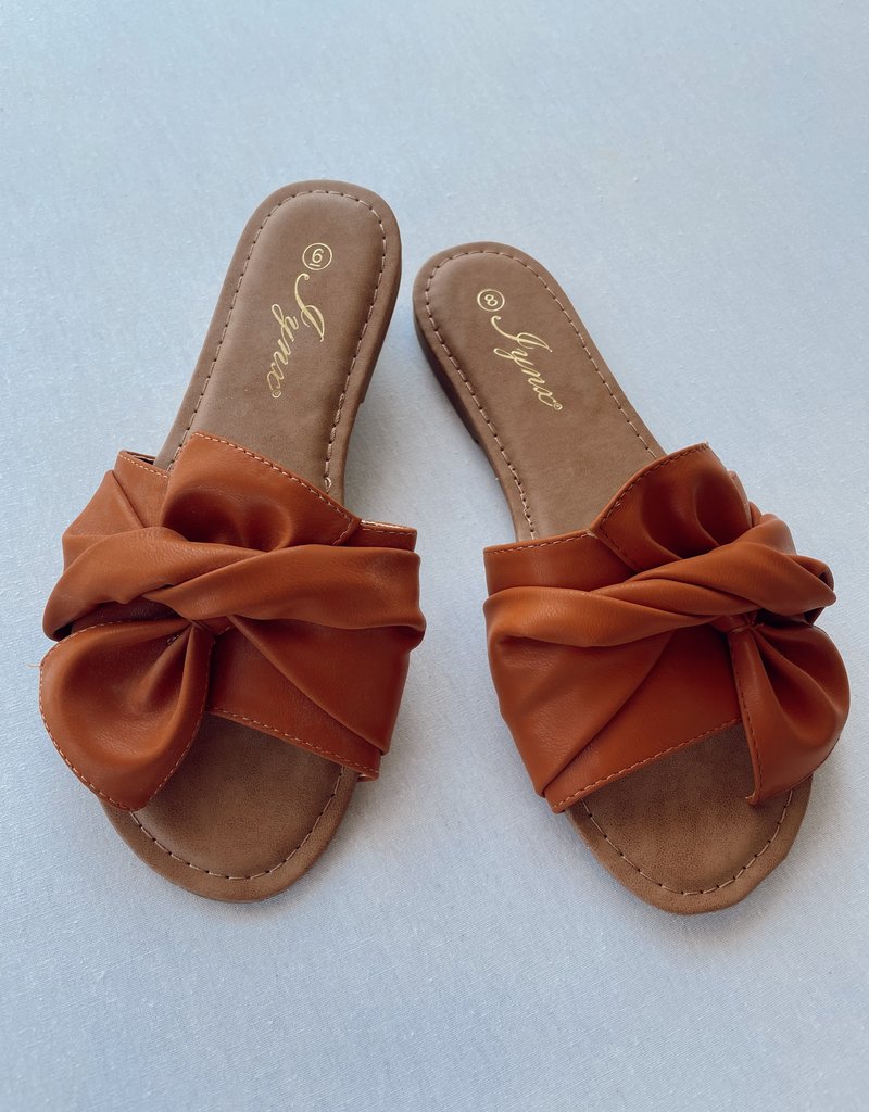 Tan Knot Detail Slip-on Sandal