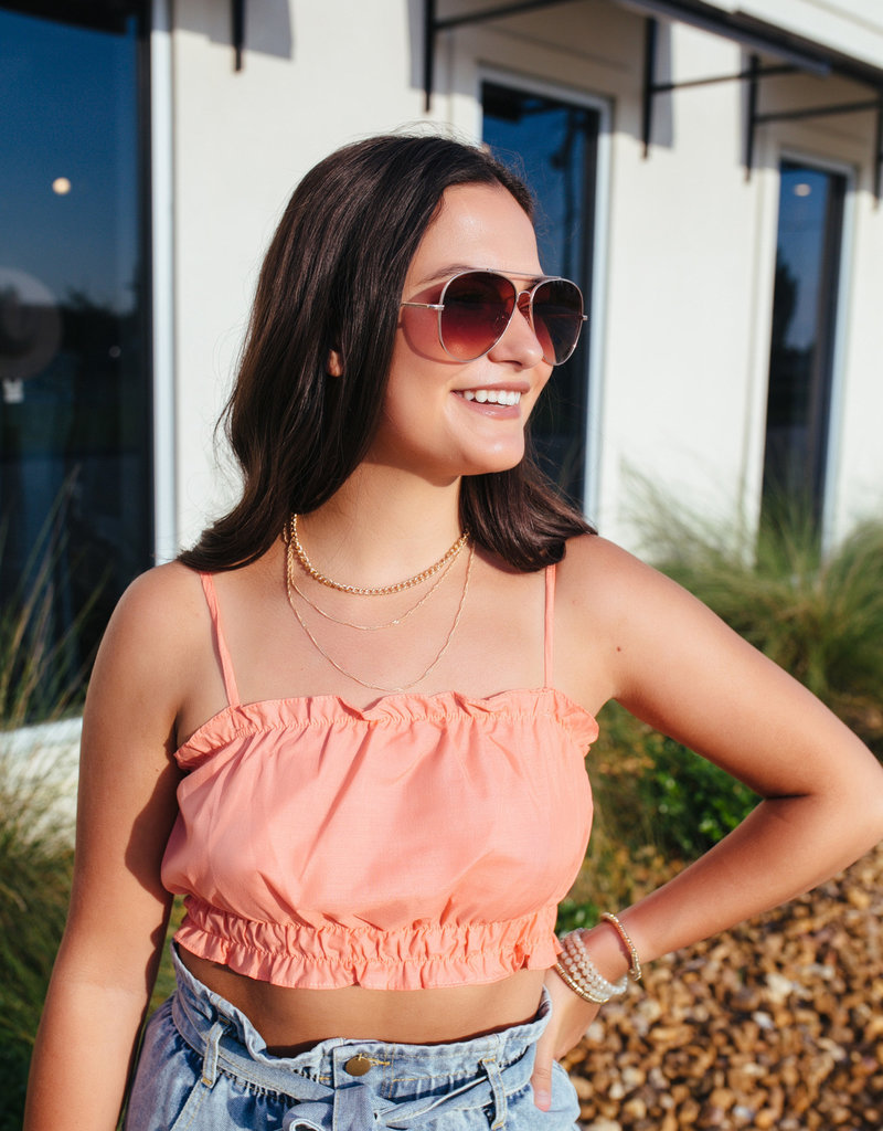Coral Ruffle Cropped Tank