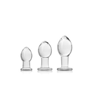 ECN Crystal Premium Glass Trainer Butt Plug Set - Clear