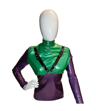 WWB Paramour Long Sleeve Latex Top With Buckle Straps