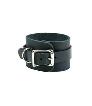 FPL Double Layer Leather Bracelet Wrist Cuff W Buckle Black
