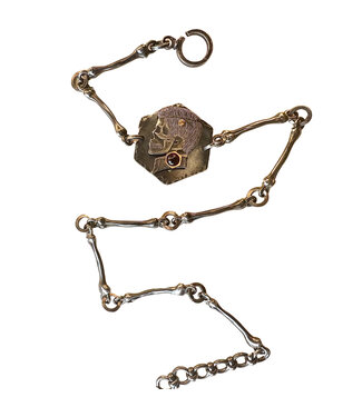 RWJ Industrial JFK Skull Hex With Garnet Wrap Bracelet Choker Necklace