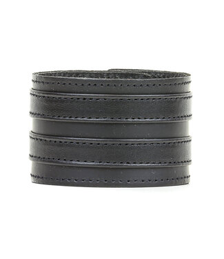 FPL 2 Leather Stripes Snap Wrist Cuff Bracelet