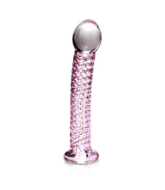 ECN Icicles No 53 Textured Glass Dildo 6.75in - Clear/Pink