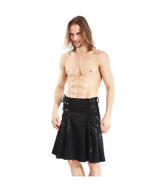 PTG Faux Leather Kilt With Skull Studs