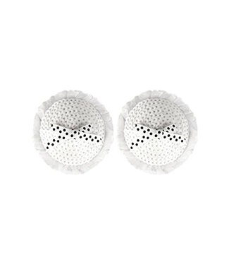 XGN White Sequin Pasties with White Bow