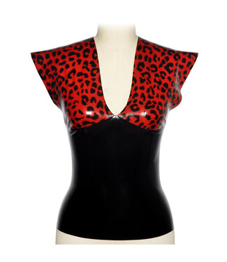 RM Leopard Latex Pointed Shoulders Top