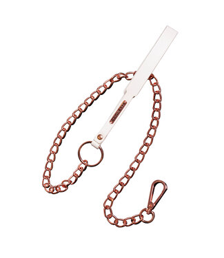COQ White Vegan Leather Leash With Rose Gold Chain