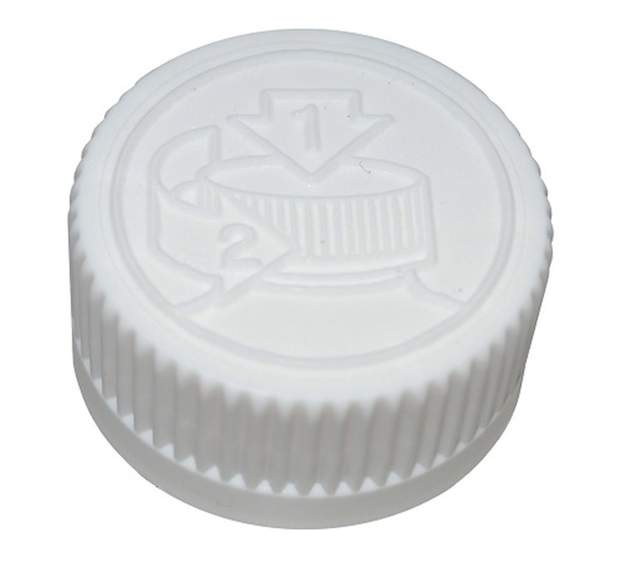 White PP Child Resistant Cap for HDEP 240ml/480ml 24-410