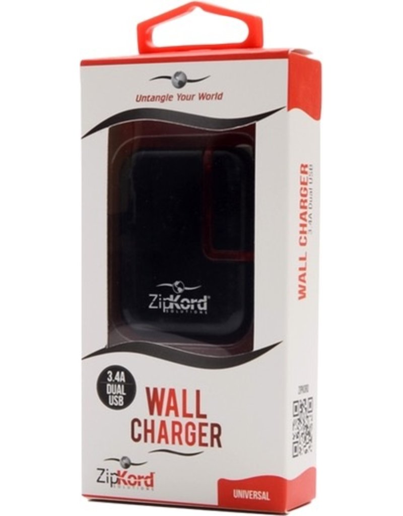 Zipkord Dual USB Wall Charger 2.1A - Black
