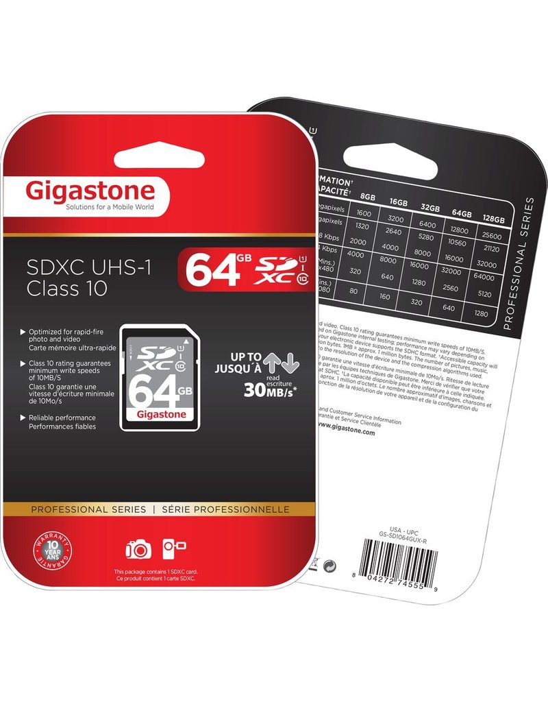 Gigastone 64GB SDXC UHS-1 Class 10