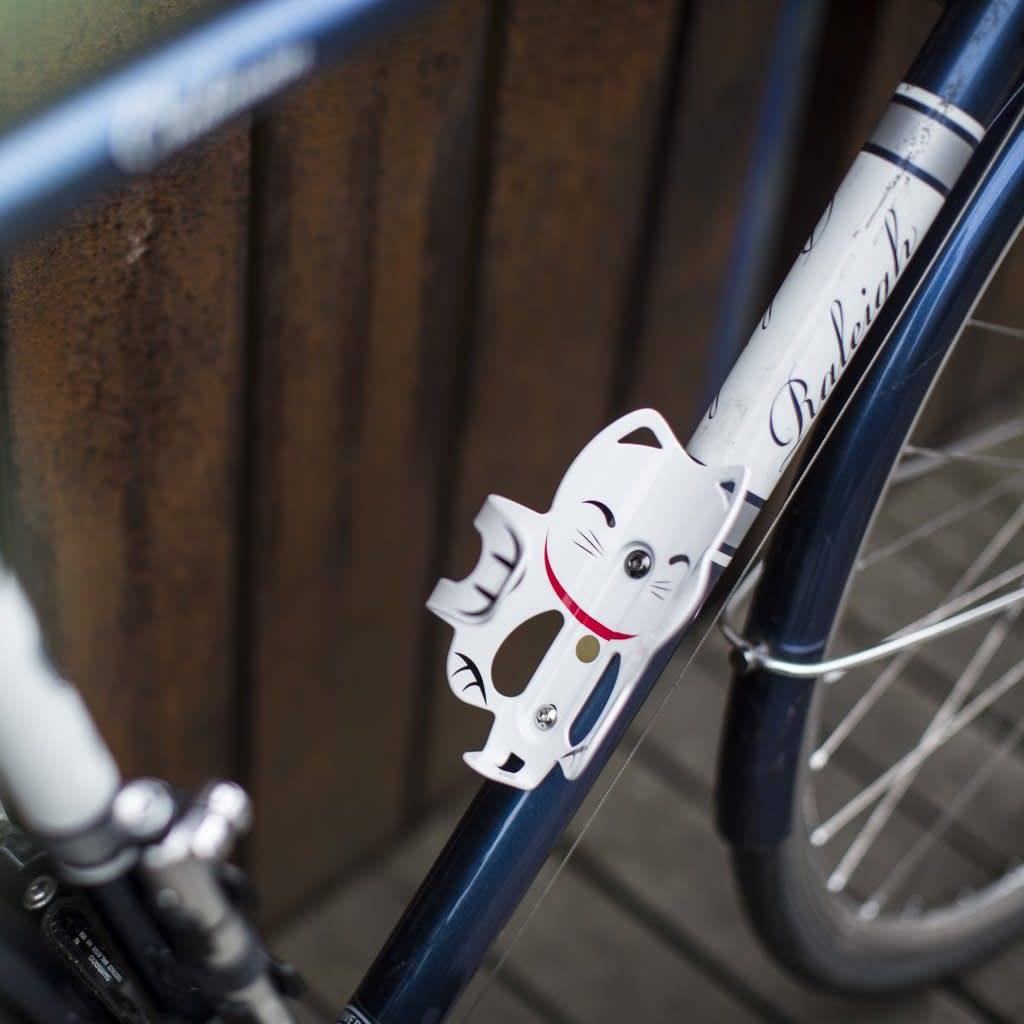 PDW Lucky Cat Bottle Cage, White Clever Cycles