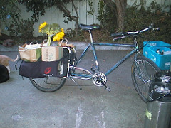 Xtracycle hauling flowers